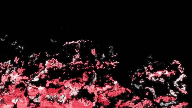Abstract white grunge fire texture rising from bottom on black background motion loop
