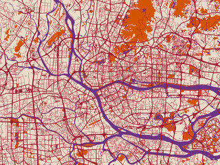 Obraz premium Infographic city map of Guangzhou, China