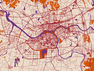 Naklejka premium City plan map of Jinhua, China