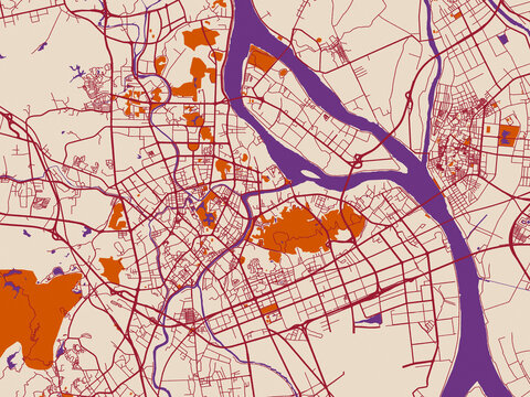 Minimal street plan of Jiangmen, China