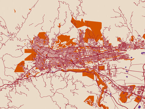 Ibague street network map &mdash; Colombia