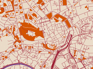 Obraz premium Street network map of Brno center, Czechia