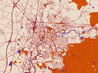 Fototapeta premium Cartographic street layout — Hradec Kralove, Czechia