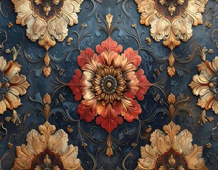 Intricate Floral Ornament - A Detailed Decorative Design.