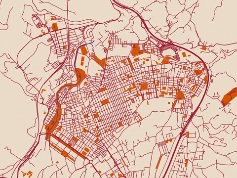 Infographic city map of Elda, Spain