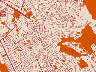 Fototapeta premium Street network map of Granada Centro, Spain, cream and burgundy map