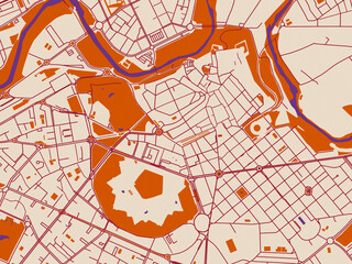 Obraz premium Street grid map of Pamplona Centro, Spain