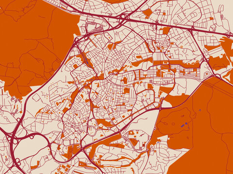 City layout poster &mdash; Pozuelo de Alarcon, Spain &ndash; cream and burgundy map