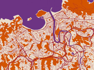 Obraz premium Urban grid map of San Sebastian, Spain