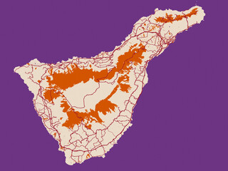 Urban map poster of Tenerife, Spain – warm boho color palette © W&S Stock