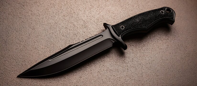 bladed knife strucyure background with stainless steel abstrat background with asbtract new art and black blade installed in it 
