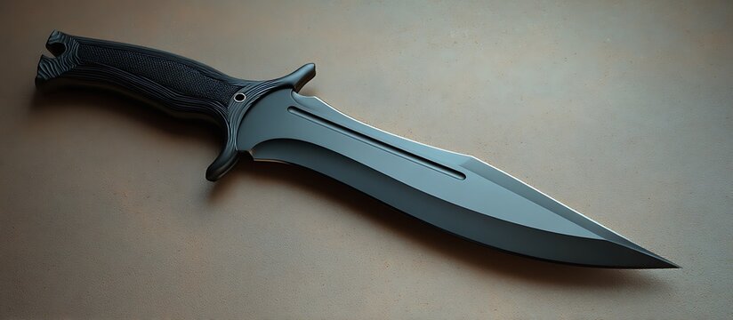 bladed knife strucyure background with stainless steel abstrat background with asbtract new art and black blade installed in it 
