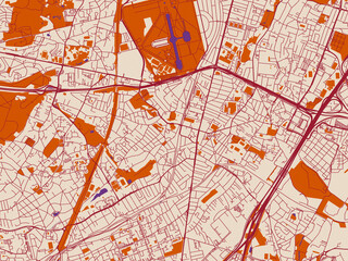 Fototapeta premium Urban grid map of Antony, France