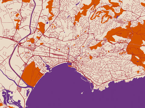 Street grid map of Frejus, France