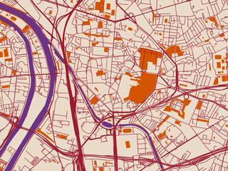 Obraz premium City layout poster — Saint-Denis, France – warm boho color palette