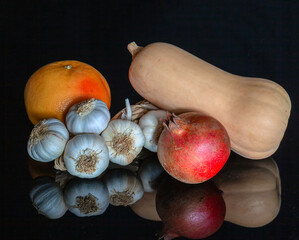 still life with pumpkins