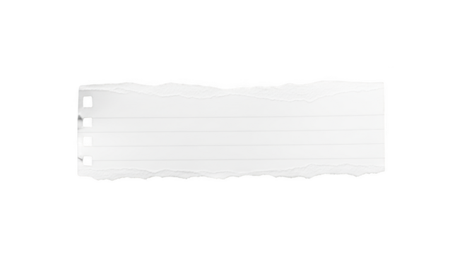 Torn piece of lined paper with hole punch for message or note isolated on transparent background - Powered by Adobe