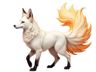 Obraz premium A drawing of a white and orange fox
