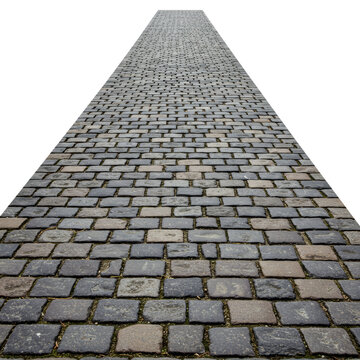 Endless perspective: Medieval cobblestone path leading to the horizon