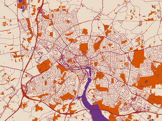 Naklejka premium City grid layout map — Ipswich, United Kingdom
