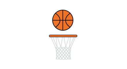 Basketball going through the hoop in a simple illustration.