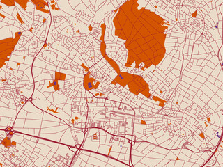Obraz premium City map of Bad Homburg, Germany – warm boho color palette
