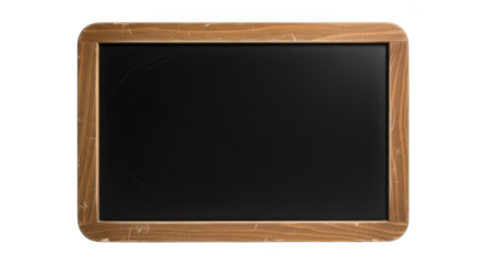 Empty chalkboard with wooden frame ready for text or graphics ideal for education isolated on transparent background
