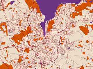 Obraz premium City street layout of Flensburg, Germany