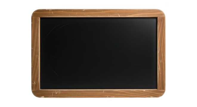Empty chalkboard with wooden frame ready for text or graphics ideal for education isolated on transparent background - Powered by Adobe