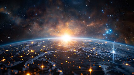 Global abstract digital network illustration showcasing scientific technology and earth connectivity