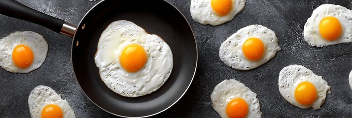 fried eggs on black frying pan