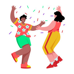 Naklejka premium A flat style illustration depicting friends enjoying together