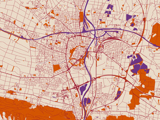 Obraz premium City map of Minden, Germany – warm boho color palette