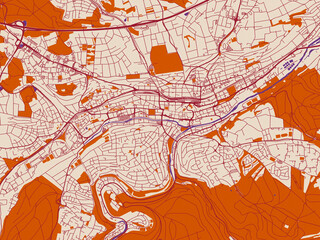 Obraz premium Pforzheim street grid map, Germany