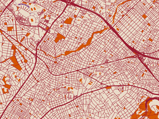 Obraz premium City map of GRE, Khalandrion – muted violet water and terracotta