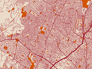 Obraz premium City layout poster — GRE, Peristeri – muted violet water and terracotta