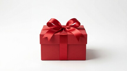 Fototapeta premium Classic Red Gift Box with Red Satin Bow - Isolated