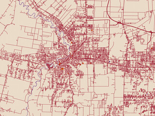 Obraz premium Minimal street plan of Binjai, Indonesia