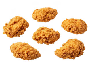 Crispy fried chicken bites isolated on transparent background