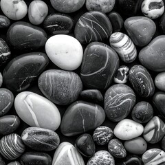 Monochrome Pebbles - A Study in Texture and Contrast.