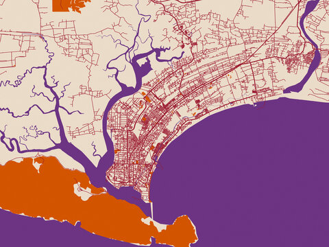 Street map of Cilacap, Indonesia