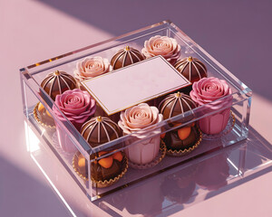 Luxury Chocolate and Rose Bouquet Gift Box with Blank Greeting Card