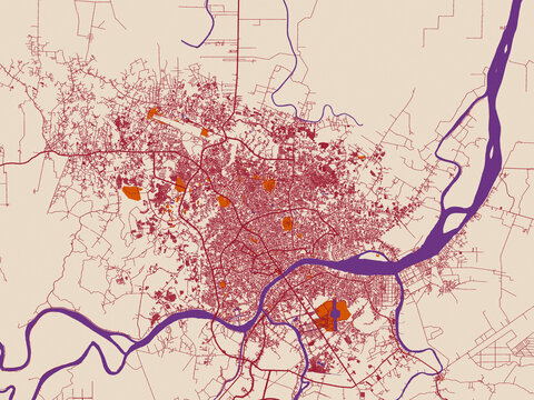 City cartography of Palembang, Indonesia
