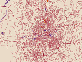 Fototapeta premium Urban street grid of Agartala, India