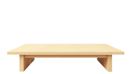 A simple wooden table against a clean white background. transparent background