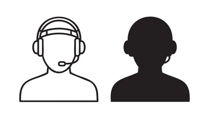 Fototapeta premium Simple vector illustration of person wearing headphones isolated on transparent