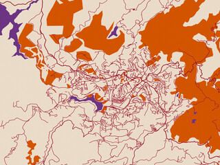 Decorative city map of Ooty, India