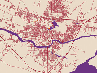 Naklejka premium Street network map of Pali, India