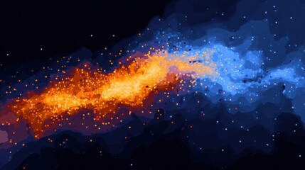 Artificial intelligence heatmap overlay across a cosmic background, smooth color transitions from cool blue to warm orange highlighting data density