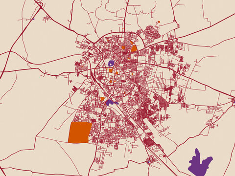 Minimal street plan of Solapur, India